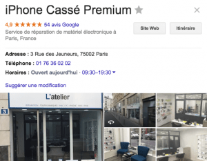 Centre de réparation - Bonne nouvelle - iPhoneCassé.fr - Avis google